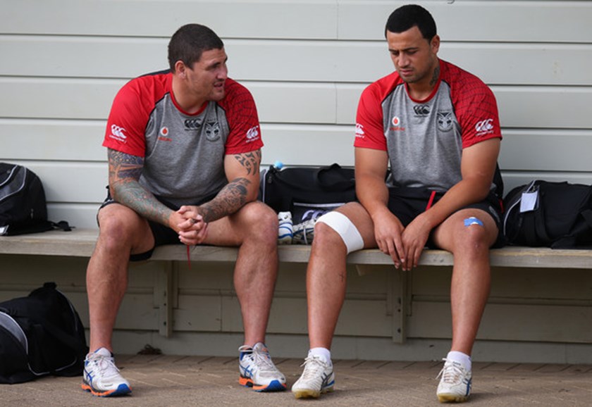 Russell Packer and Ben Matulino before training at the New Zealand Warriors, 2009.
