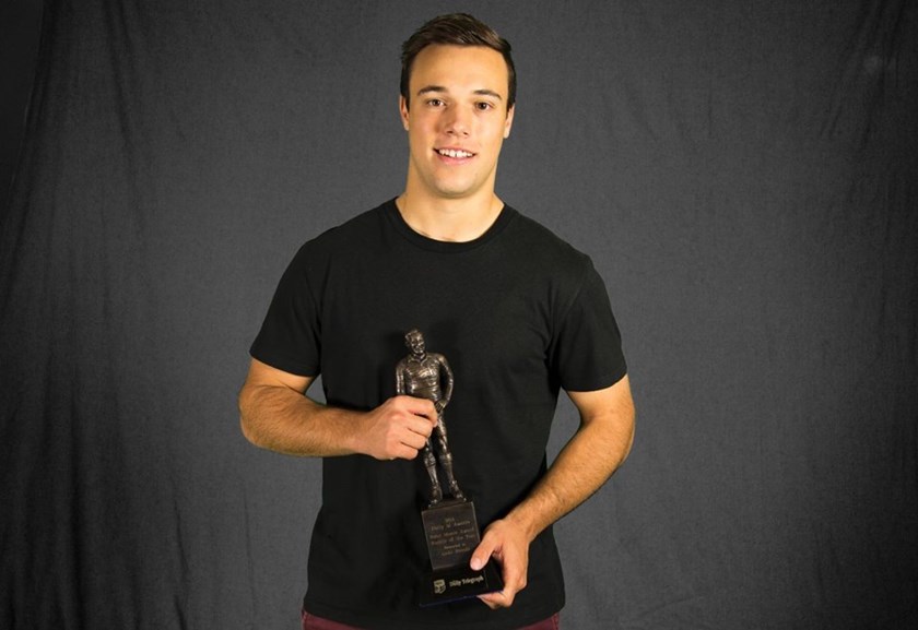 Luke Brooks with the 2014 Dally M Rookie of the Year Award.