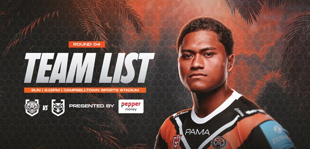 Team List: NRL Round 4 vs Warriors