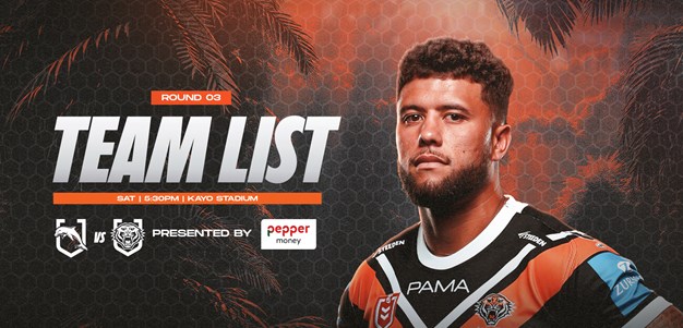 Team List: NRL Round 3 vs Dolphins