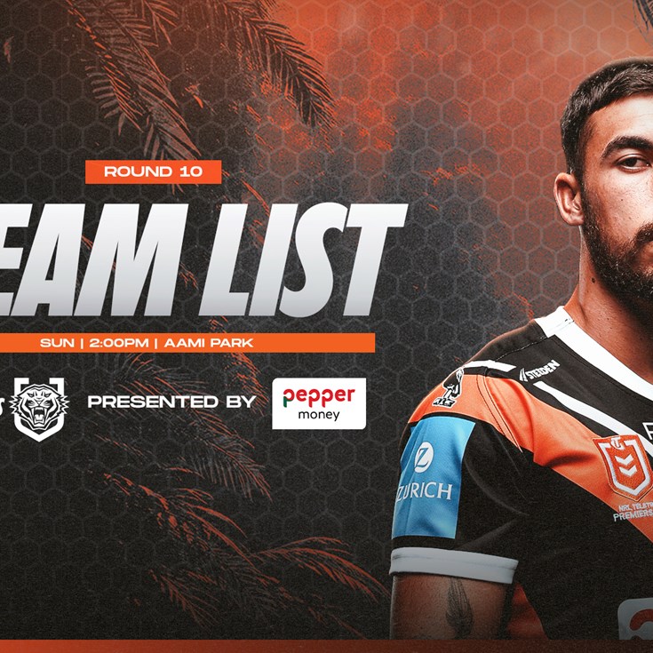 Team List: NRL Round 10 vs Storm