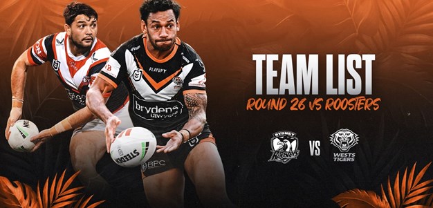 NRL Team List: Round 26 vs Roosters