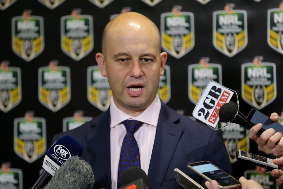 Todd Greenberg addresses the Media on the Release of the 2016 Draw, at RLC Moore Park #Media   :Digital Image by Grant Trouville Â©nrlphotos.com -   NRL, Rugby League, 27th of September, 2015. 