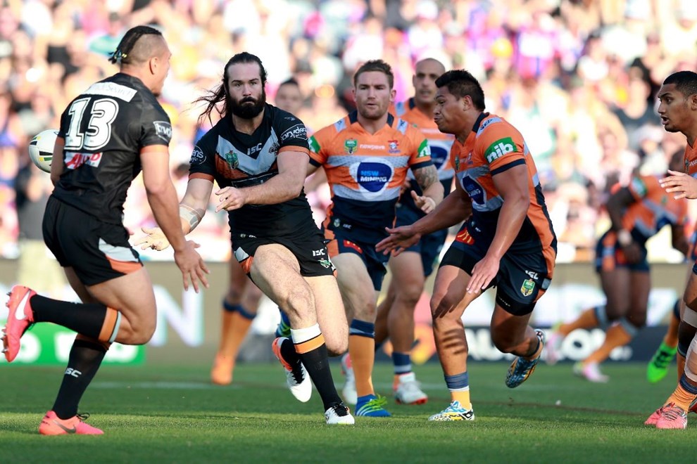 Aaron Woods - Competition - NRL Premiership Round - Round 06 Teams, Newcastle Knights v West Tigers, Sunday 10 April 2016, Venue Hunter Stadium, Broadmeadow, Newcastle NSW Photographer, Shane Myers Â© nrlphotos.com