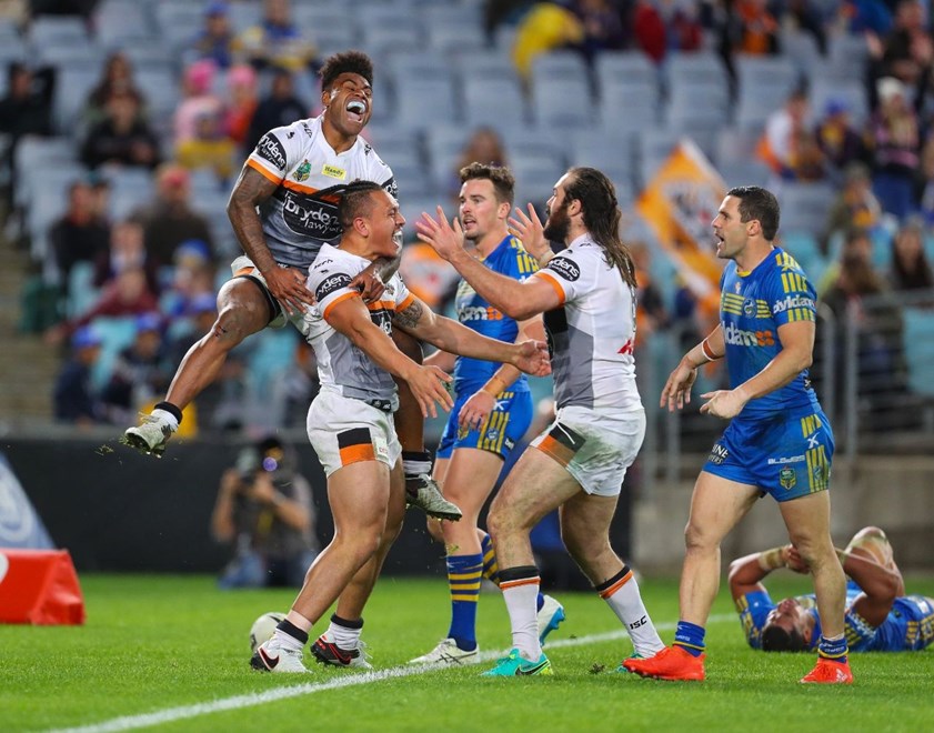 Competition - NRL Premiership Round. Round - Round 21. Teams - Parramatta Eels v Wests Tigers. Date - 30th of July 2016. Venue - ANZ Stadium, Olympic Park, NSW. Photographer - Paul Barkley.