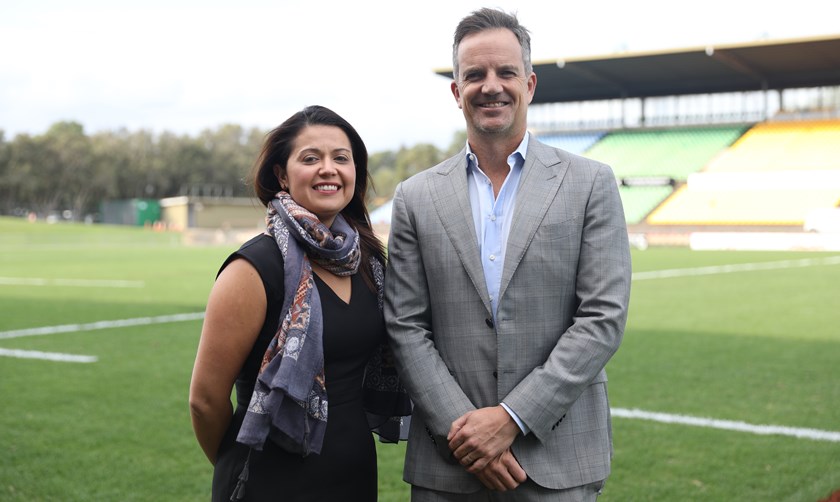Wests Tigers CEO Justin Pascoe and KARI CEO Casey Ralph.