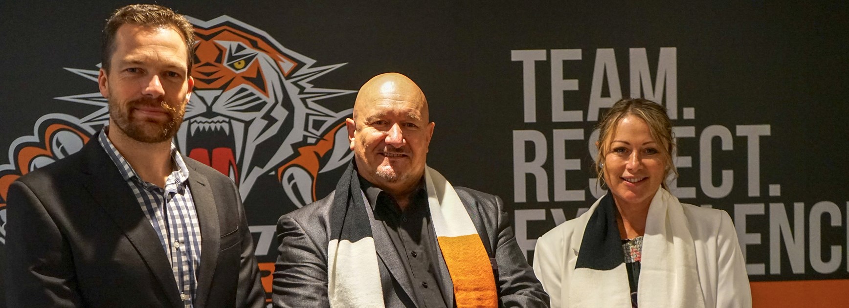 Wests Tigers Chief Operating Officer Ryan Webb, Bartercard Trading Manager Mike Dean and Branch Manager Shay Voyle.