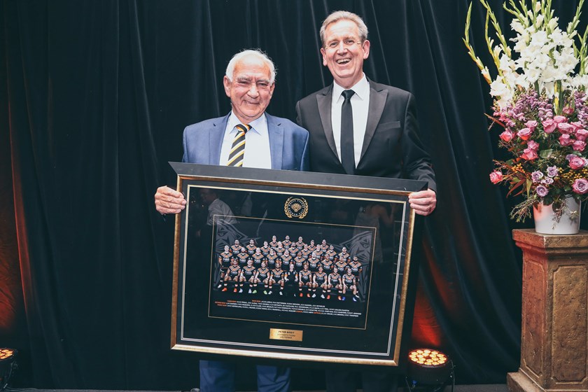 Wests Tigers Life Member Peter Binet and Chair Barry O'Farrell