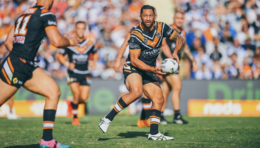 Benji Marshall in action for Wests Tigers against the Canterbury-Bankstown Bulldogs.