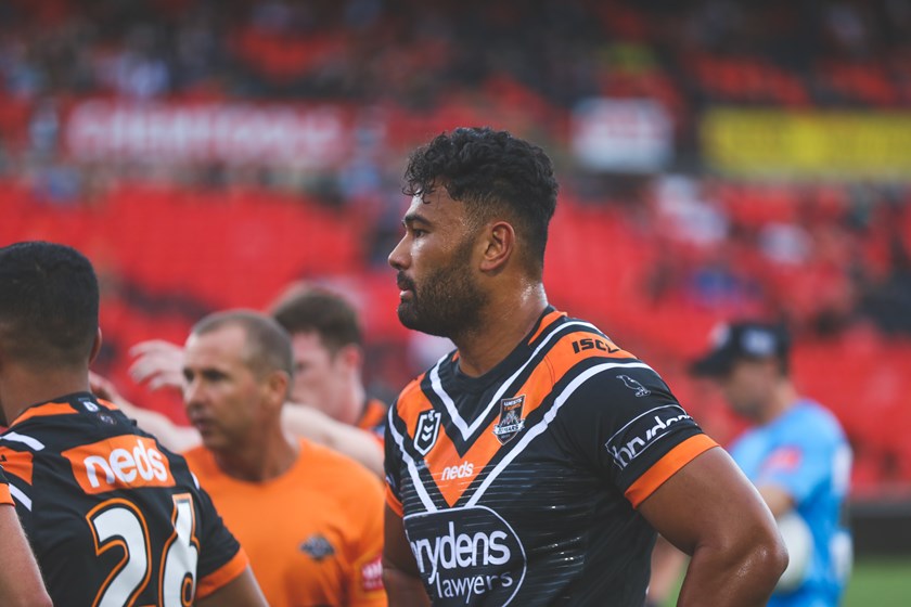Wests Tigers forward Zane Musgrove in action against the Penrith Panthers
