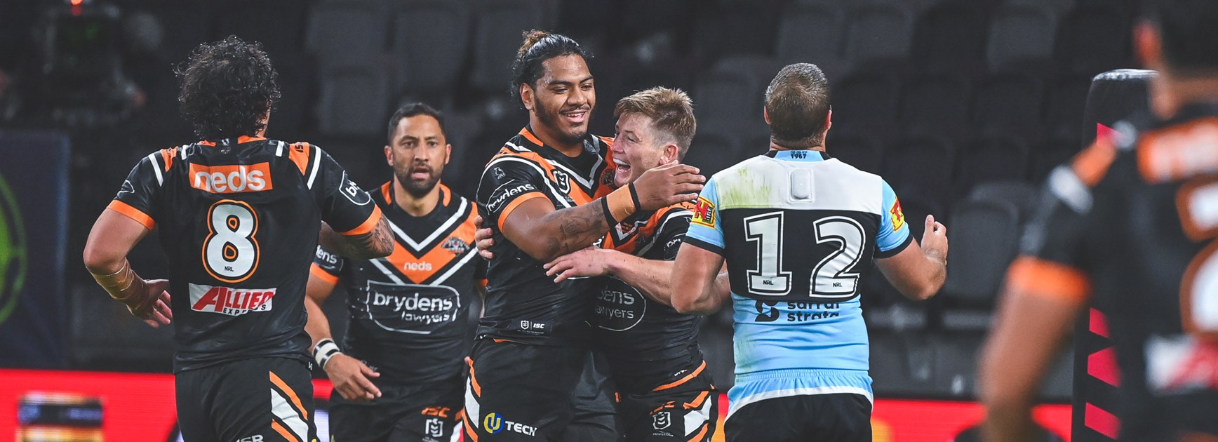 Wests Tigers finish strongly to down Sharks