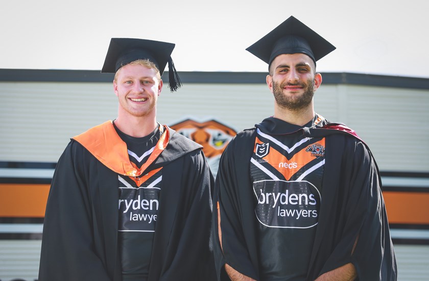Wests Tigers forwards Alex Twal and Oliver Clark