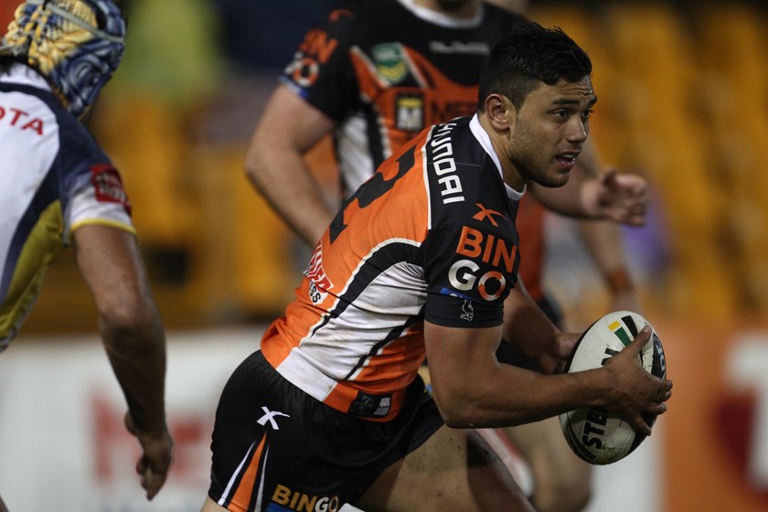 David Nofoaluma scores the winning try in his first game at Leichhardt Oval in 2013
