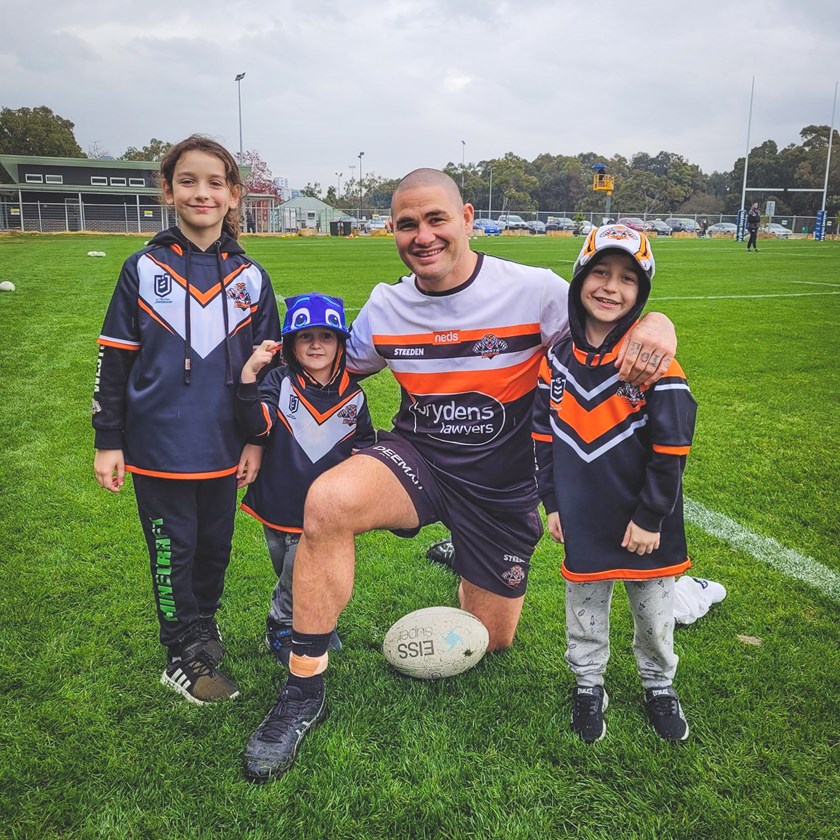 Wests Tigers player Russell Packer, Archer and his family.