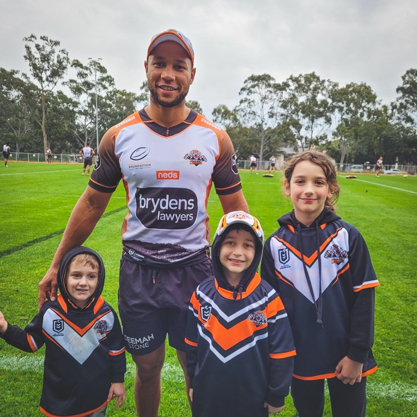 Wests Tigers player Moses Mbye, Archer and his family.