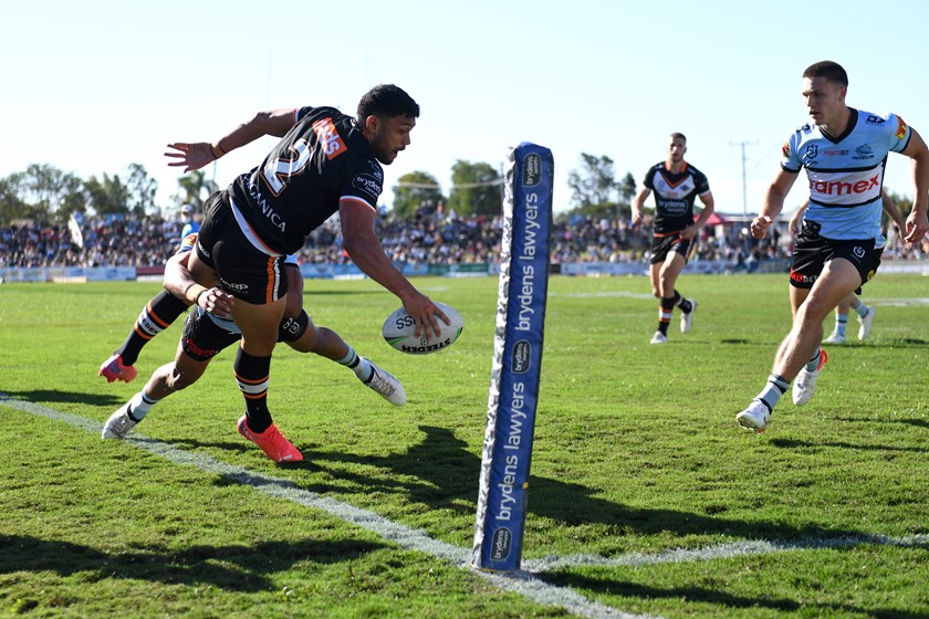 Nofa diving for the tryline against sharks in 2021