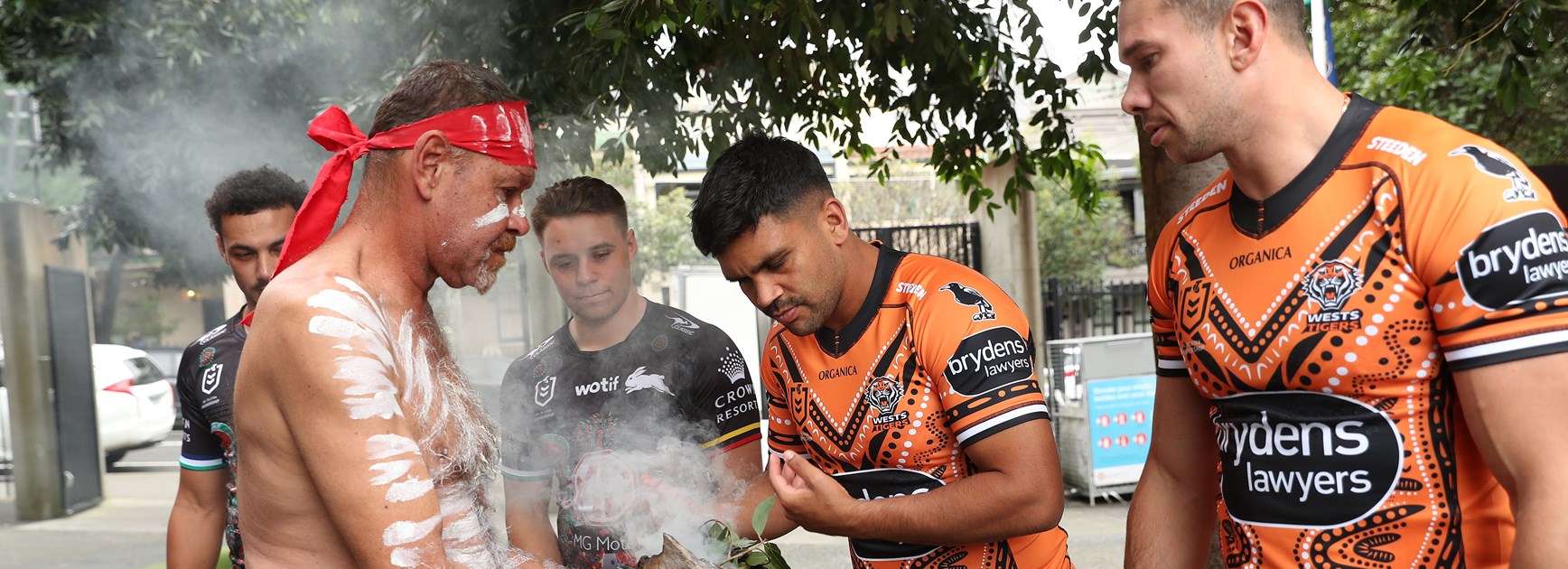 Tyrone Peachey and Brent Naden at the launch of the NRL's Indigenous Round earlier in the season
