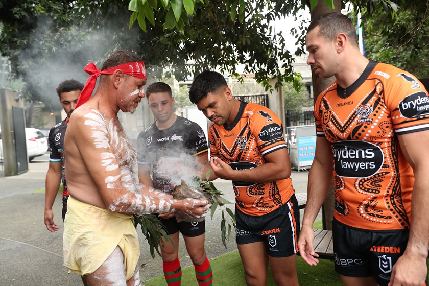 Tyrone Peachey and Brent Naden at the launch of the NRL's Indigenous Round earlier in the season