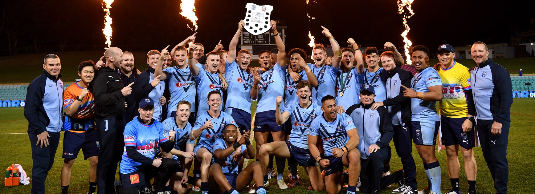 All smiles for our Blues Under 19s after Origin win over Queensland 