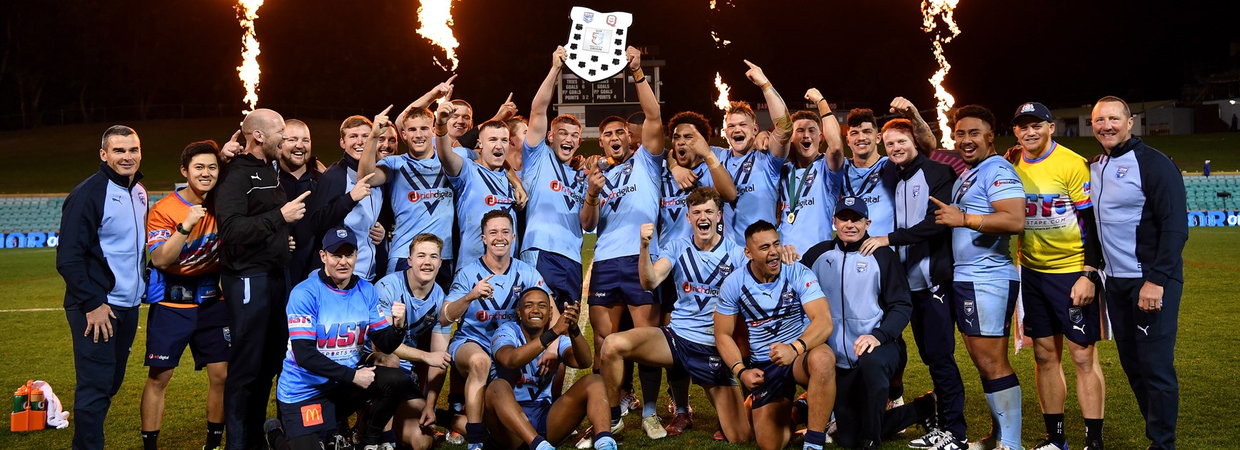 All smiles for our Blues Under 19s after Origin win over Queensland