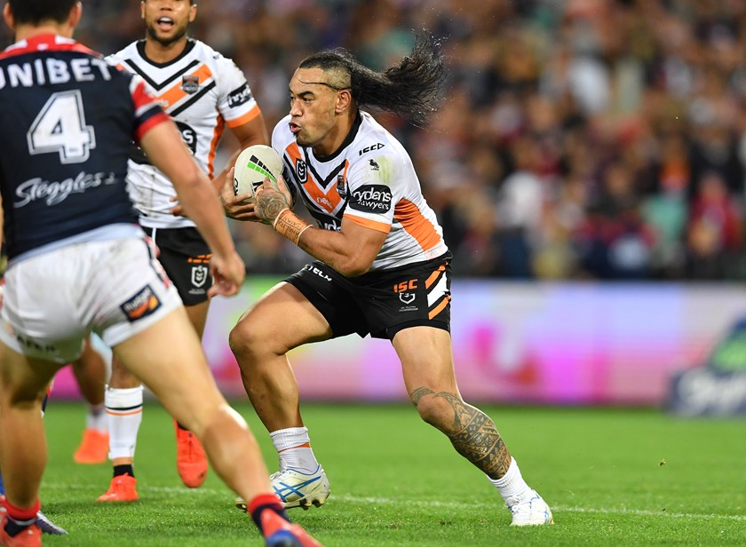 Mahe Fonua in action for Wests Tigers 