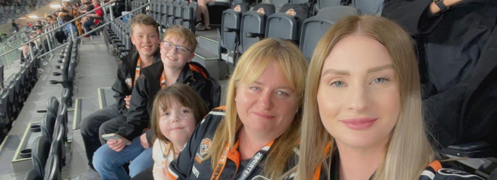 Christina and niece Amy with other family members at CommBank Stadium.
