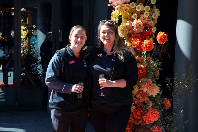 Jess with Sophie Curtain at Wests Tigers Women in League High Tea 