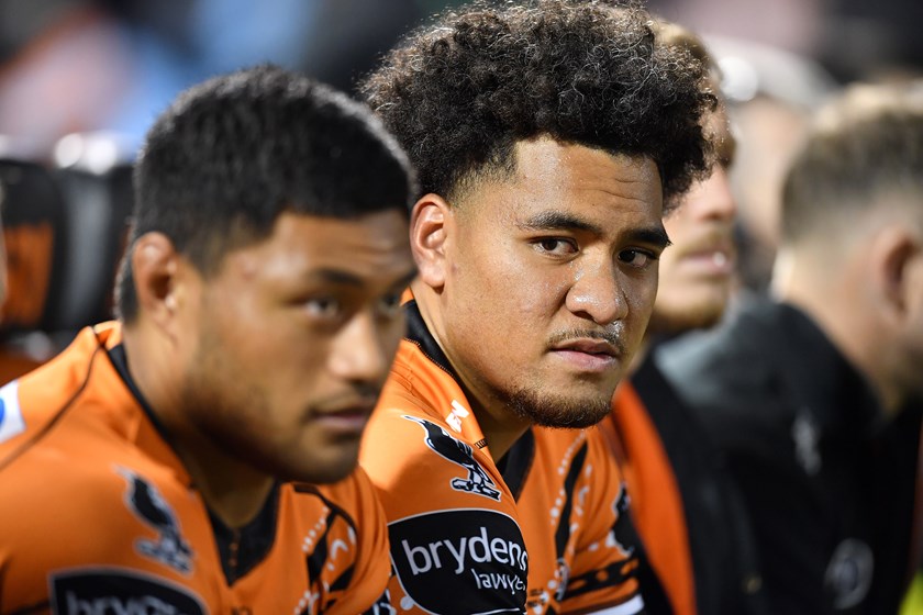 NRL debutant Justin Matamua alongside Stefano Utoikamanu against the Eels in Round 17