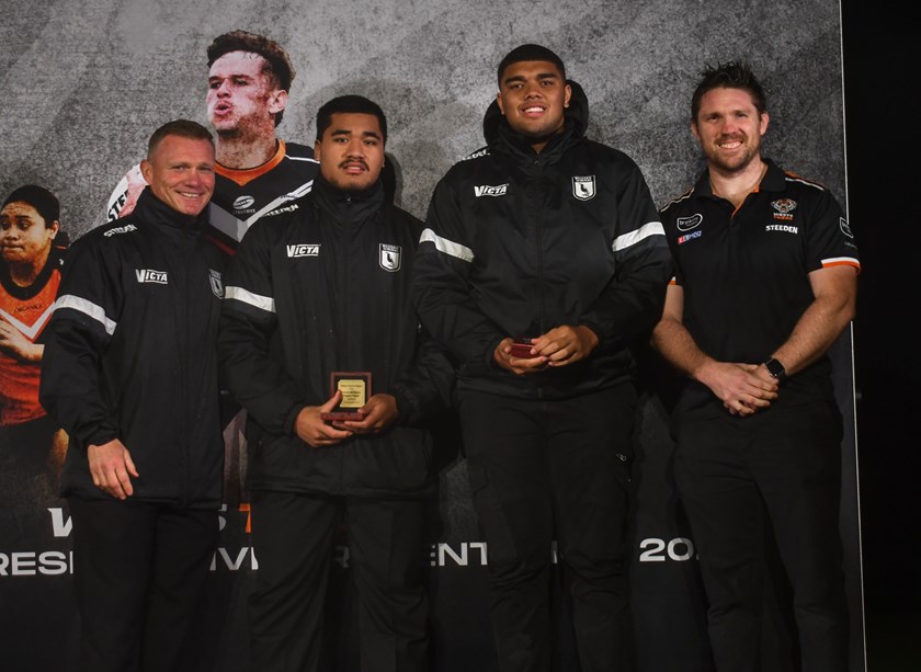 Harold Matthews Coach Robbie Mears, James Folaumotu’i, Jordan Miller and Chris Lawrence 