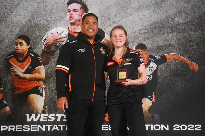 Coach David Fauonuku with Shelby Muir