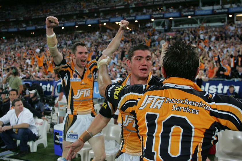 Party time: Pat Richards, Chris Heighington and John Skandalis rejoice