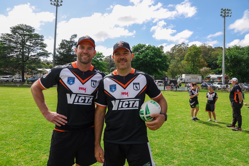 Wests Tigers Life Members Pat Richards and John Skandalis at Picton Community Day 