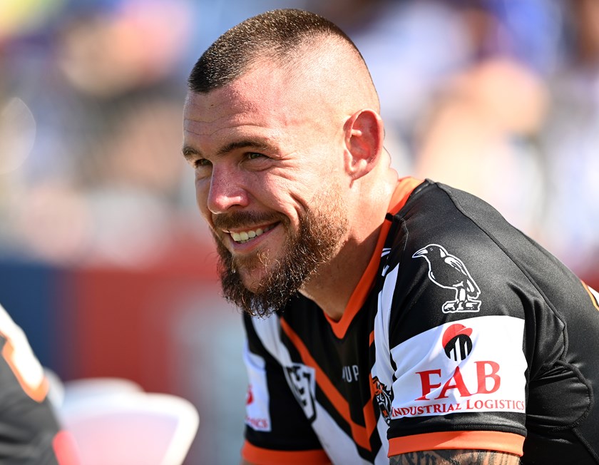 David Klemmer enjoying his first hit-out for Wests Tigers at Belmore