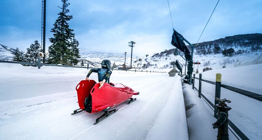 Werner taking off at Park City, Utah in Women’s Monobob