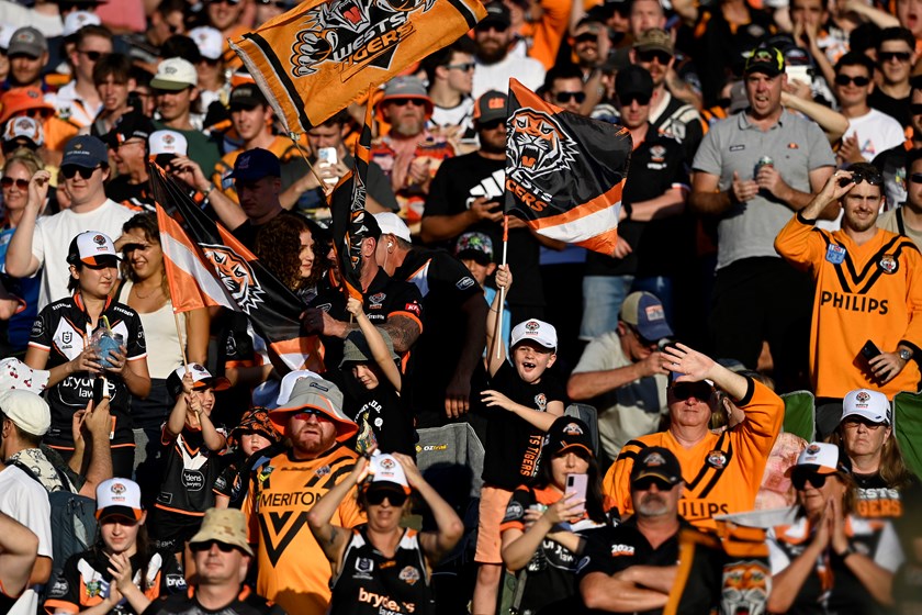 Crowded house: Wests Tigers fans 'fill the hill' last Sunday.