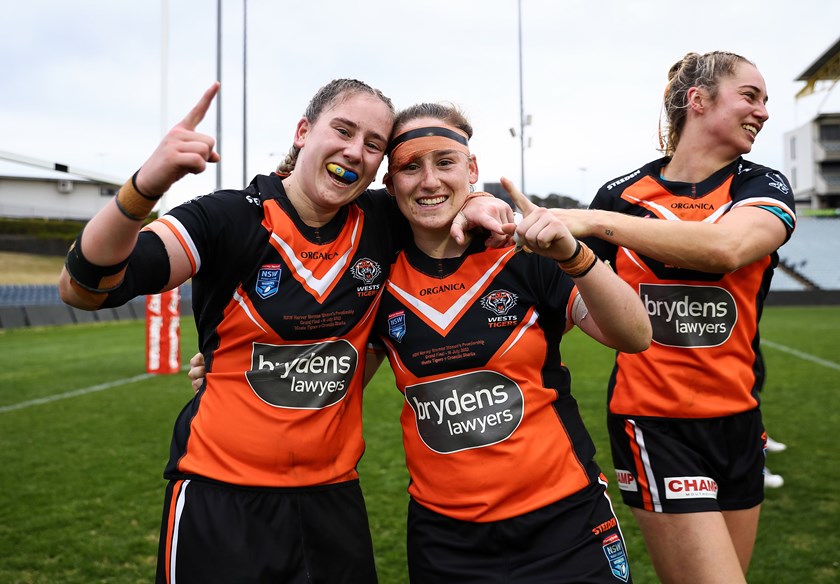 Apps celebrates NSW Women's Premiership win last year with Curtain twins