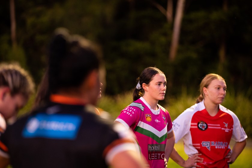 NRLW players Tess Staines and Josie Lenaz training in their junior club colours