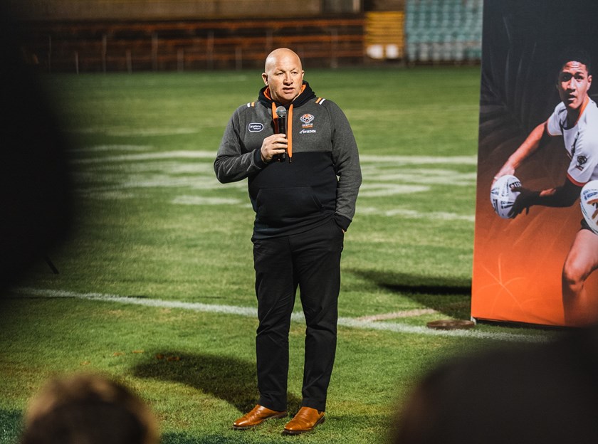 Matthew Betsey at Wests Tigers 2023 Pathways Presentation Night at Leichhardt Oval