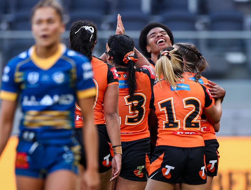 Wests Tigers celebrate historic victory over Eels in Round 1, 2023