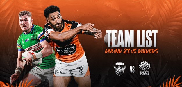 Team List: NRL Round 23 vs Raiders