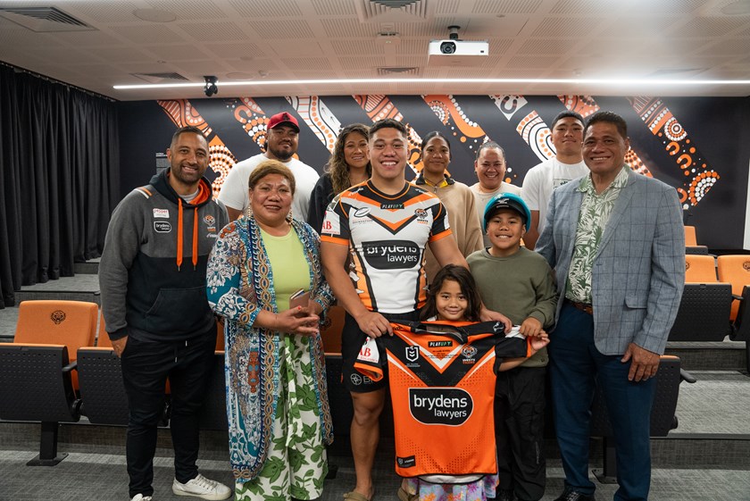 Kit and his family with Benji Marshall at jersey presentation