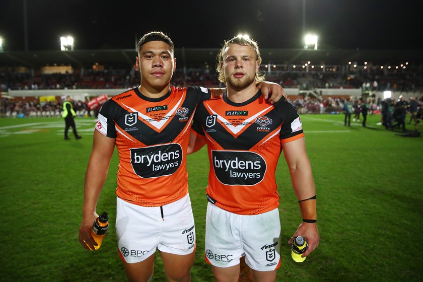 Kit Laulilii and Josh Feledy after making NRL debut in Round 27