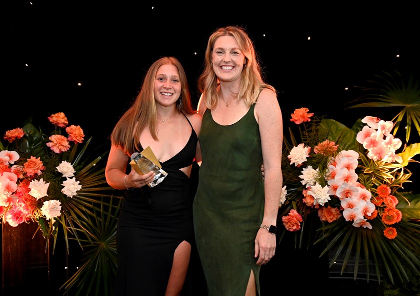 Football Manager Jess Bygate with Tarsha Gale Players' Player Claire Kennedy 