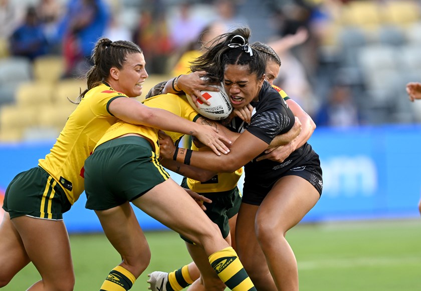 Tufuga takes some stopping against the Jillaroos in Townsville