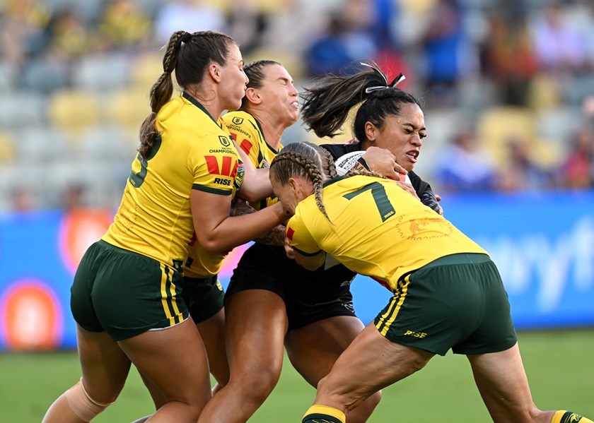 Tufuga takes some stopping against the Jillaroos in Townsville 