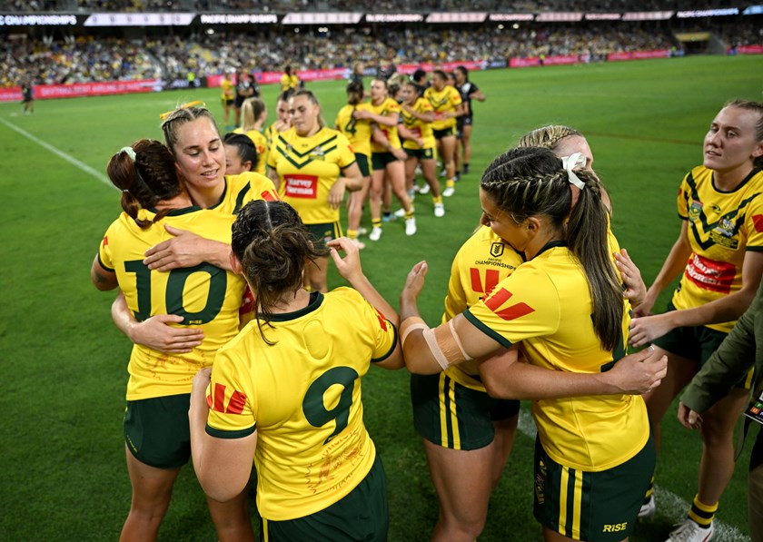 Apps celebrates victory over Kiwi Ferns in Week 1 of the 2023 Pacific Championships 
