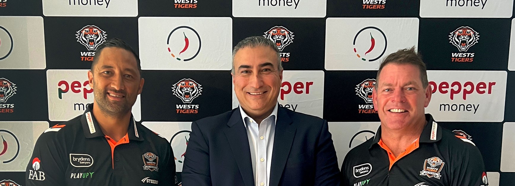 Pepper Money CEO, Mario Rehayem with Benji Marshall and Brett Kimmorley