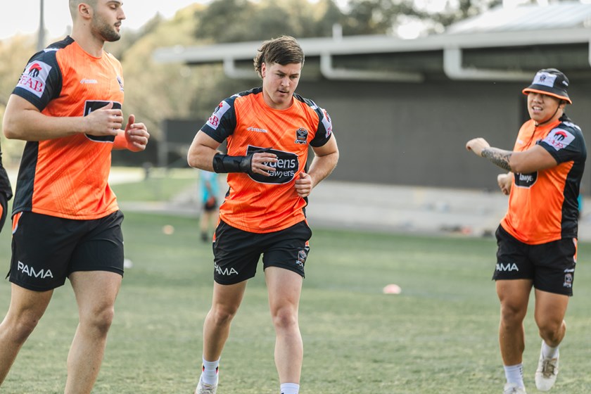 Heath Mason hard at work with the NRL squad in pre-season training 