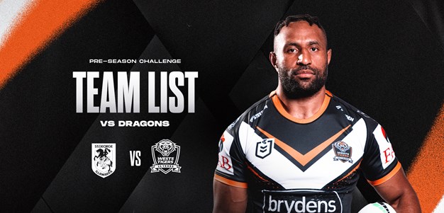 Team List: Pre-season Challenge vs Dragons