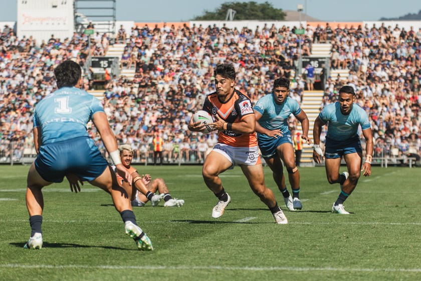 Faataape in action against the Warriors in Christchurch 